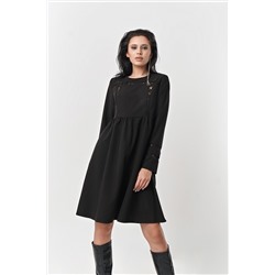 Платье повседневное свободное с длинным рукавом черное