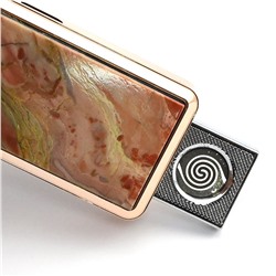 Подарочная зажигалка с зарядкой USB, камень яшма.