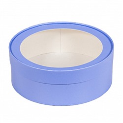 Коробка для зефира круглая с окном 20*7 см, лавандовая