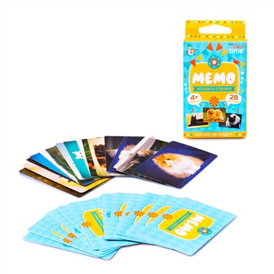 Настольная игра МЕМО «Кошки и собаки» (28 карточек). Серия АКТИВ time