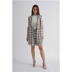 Mirolia 1157 бежевая клетка, Жилет,  Шорты