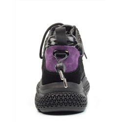 CSJ33-2 VIOLET/BLACK Ботинки спортивные демисезонные женские (натуральная замша, байка) размер 36