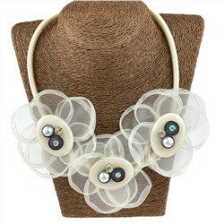 Колье «Текстильные цветы» ручная работа