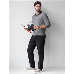 Лонгслив из фактурного трикотажа с плетеным воротником поло с застежкой на пуговицы