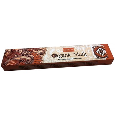 ORGANIC Garden MUSK Premium Masala Incense, Nandita (ОРГАНИК Гарден МУСК премиум благовония палочки, Нандита), 15 г.