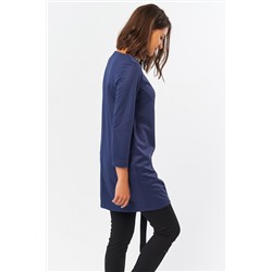 Туника трикотажная прямая для офиса темно-синяя