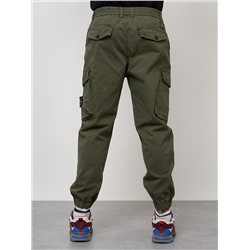 Джинсы карго мужские с накладными карманами цвета хаки 2426Kh