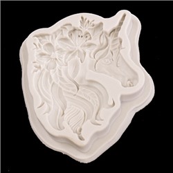 Силиконовый молд "Единорог с цветами в гриве" 11,5*9 см