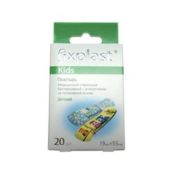 Пластырь Fixplast Kids стер.бактериц.с антисепт.полимерн.основа Дет.рисунок 19*55мм №20