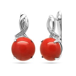 Серьги из серебра коралл, МЦВ57