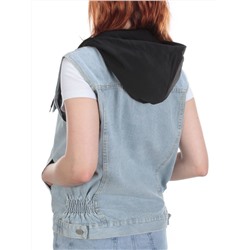 802 BLUE/BLACK Джинсовый жилет женский (100% хлопок) размер 48