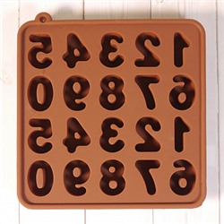 Форма силиконовая для шоколада "Цифры двойные" 16*16, 20 ячеек