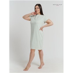 Платье-футболка женское экрю-зеленый