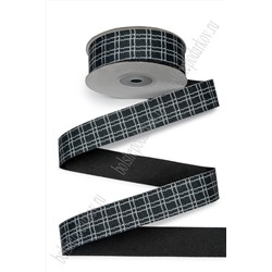 Лента тканевая двусторонняя "Клетка" 2,5 см*10 ярд (SF-7536) черный №1