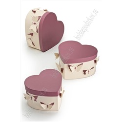 Коробки сердечко 3 в 1 "Бабочки" 28,5*26*15 см (SF-7434) розовый