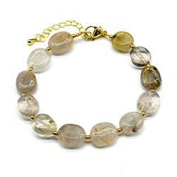 Браслет из Рутилового кварца (волосатик) овал 10*12мм, 18см, 16г