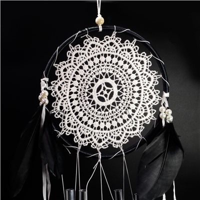 Музыка ветра MW-LS-001BL Ловушка Сна Чёрная, Четыре Палочки и Перья (46 см., диаметр 16 см.), 1 шт.