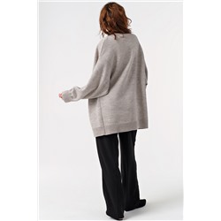 Кардиган вязаный оверсайз теплый без застежки светло-серый