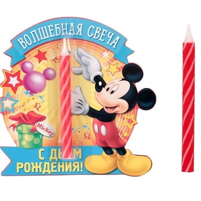 Свеча в торт «Волшебная свеча» Микки 1 шт