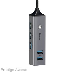 USB - концентратор Baseus Cube HUB Adapter USB (разъемов 5) темно-серый