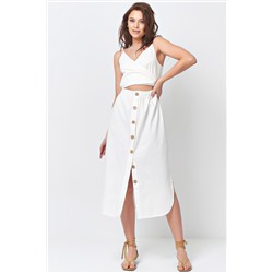 Хлопковое платье с отрезной талией белое