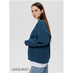 Женский свитшот оверсайз из футера с начесом Lingeamo темно-бирюзовый ВК-23 (23)