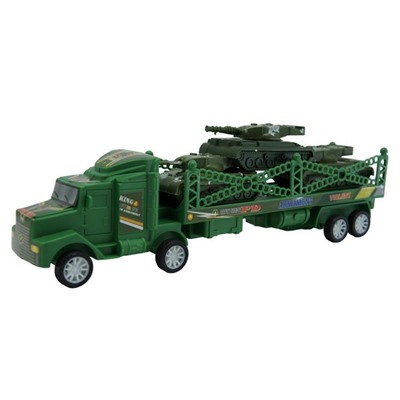 Автовоз Военный (инерцон.) + 3 танка 29*10см / коробка 1822-9А