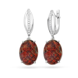 Серьги из серебра яшма, С1166