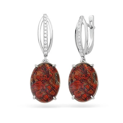 Серьги из серебра яшма, С1166
