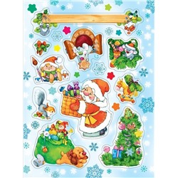 Коллекция зимних наклеек (синяя)