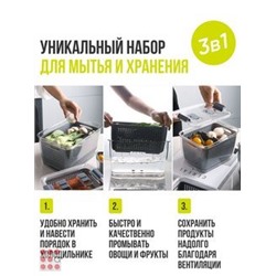 Контейнер-органайзер для мытья и хранения продуктов 20х13х10,5см