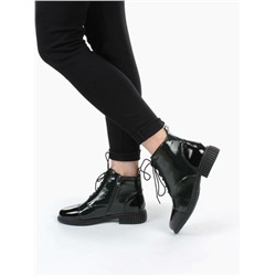 CC061-3 BLACK/GREEN Ботинки женские (натуральная кожа, байка) размер 39