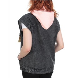 806 BLACK/PINK Джинсовый жилет женский (100% хлопок) размер 60