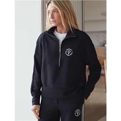 Джемпер с воротом на молнии из петельчатого  футера трехнитки с эластаном