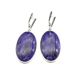 Серьги чароит 21*33мм