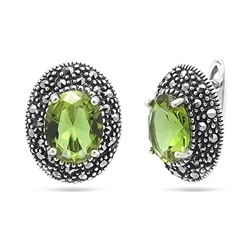 Серьги из серебра марказит, султанит, SL-AGA3