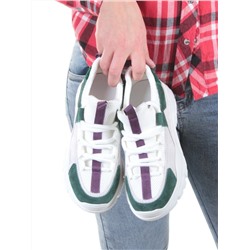 DMG08-3 WHITE/GREEN Кроссовки женские (нат.кожа, нат.замша, текстиль) размер 39