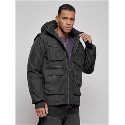 Куртка - жилетка трансформер 2 в 1 мужская зимняя черного цвета 2409Ch