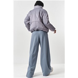 Куртка укороченная с фиксаторами на талии серая