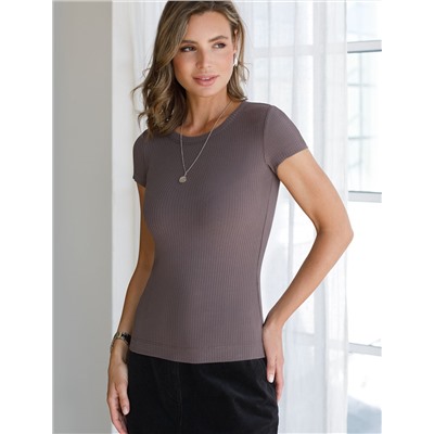 Футболка из трикотажа в широкий рубчик