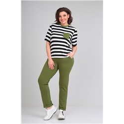 Michel chic 1338 черный-белый-зеленый, Брюки,  Футболка