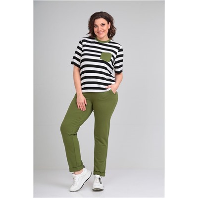 Michel chic 1338 черный-белый-зеленый, Брюки,  Футболка