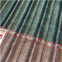 MOHINI SHAWLS Тёплый тибетский палантин В ПОЛОСКУ, цвет ЗЕЛЕНЫЙ (размер 200 см. х 90 см.), 1 шт.