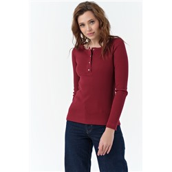 Лонгслив трикотажный с пуговицами из хлопка бордовый