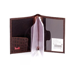 Обложка для автодокументов Premier-О-7 натуральная кожа коричн.темный крокодил мелкий (112)  157655