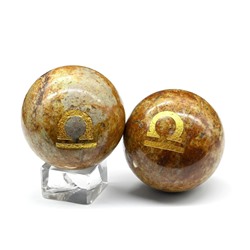 Шар из яшмы желтой знак зодиака "Весы" диаметр 52-53мм
