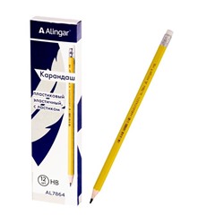 Карандаш ч/г Alingar  пластиковый заточен. c ластиком (вып.по 12шт.) AL7864 АКЦИЯ! СКИДКА 10%