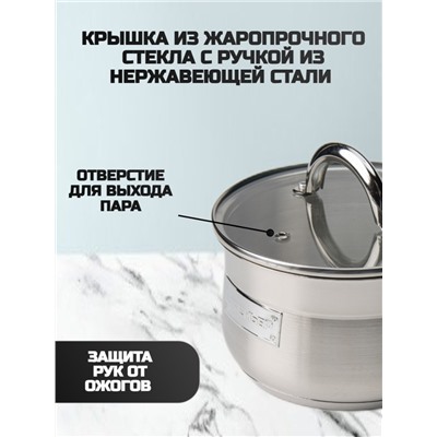 Набор посуды 6 предметов: ковш - 1,9 л; кастрюля - 2,5 л ; 4,6 л (2шт)