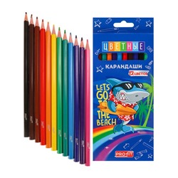 Карандаши цветные 12 цв. Profit Shark Surf пластик Проф-Пресс КЦ-1490