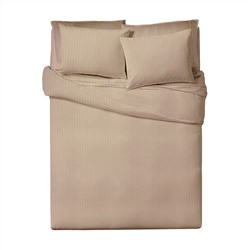 Комплект постельного белья Страйп-сатин Verossa бежевый КПБ-НС-18